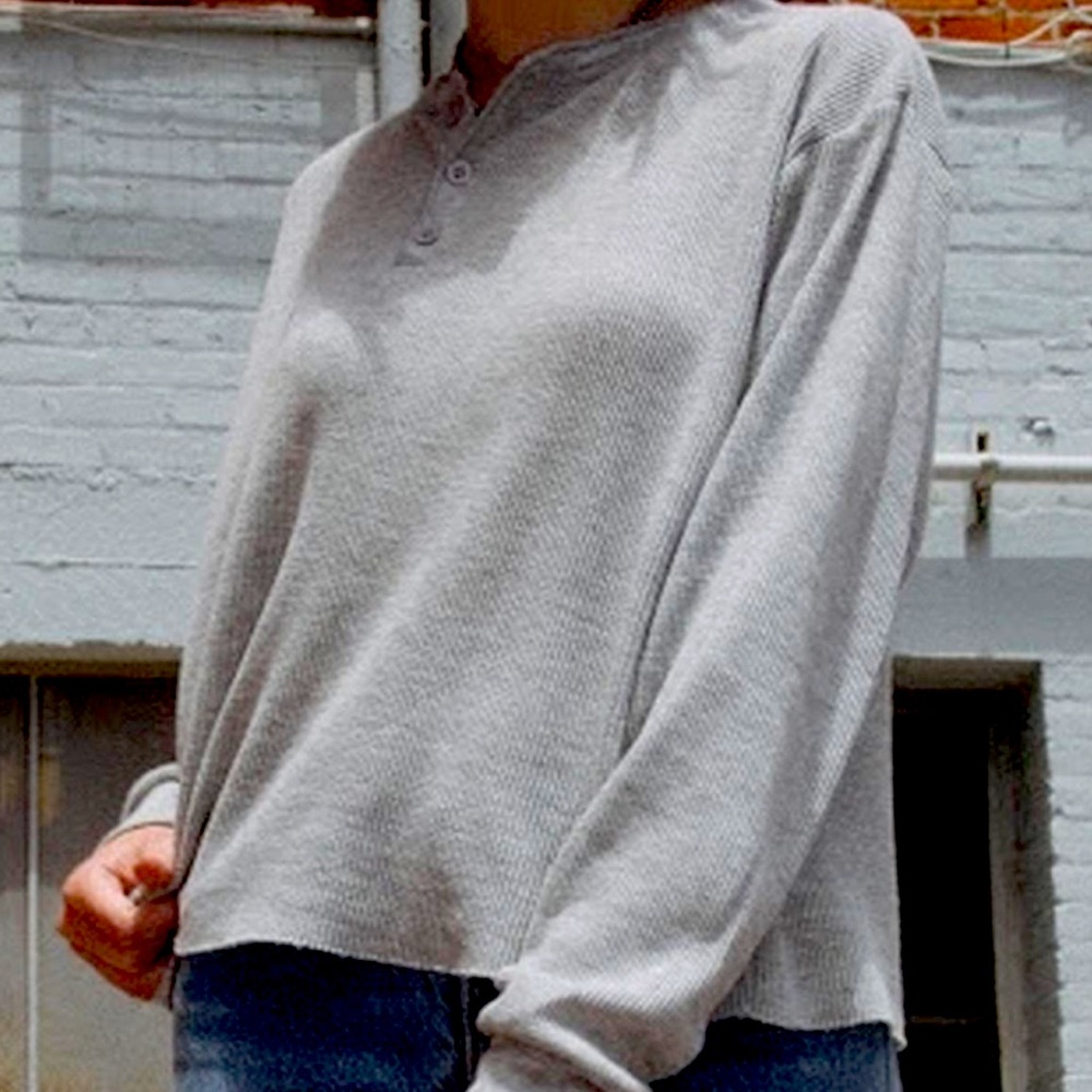Brandy Melville Gray long sleeve button